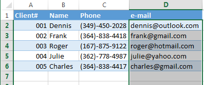  Select all the cells in your column