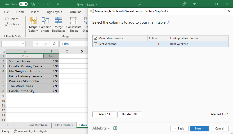 Pick the column(s) to paste into your table