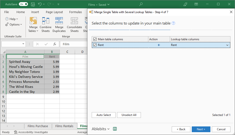 Pick the key column(s) which you want to update