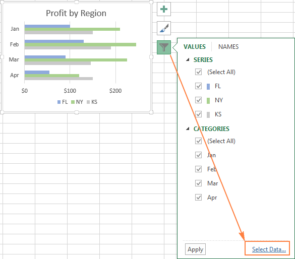 to reorder the data series on the bar chart, click the Select Data... link.