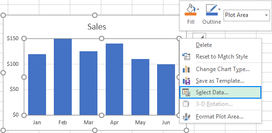 Right-click the existing graph, and choose Select Data…