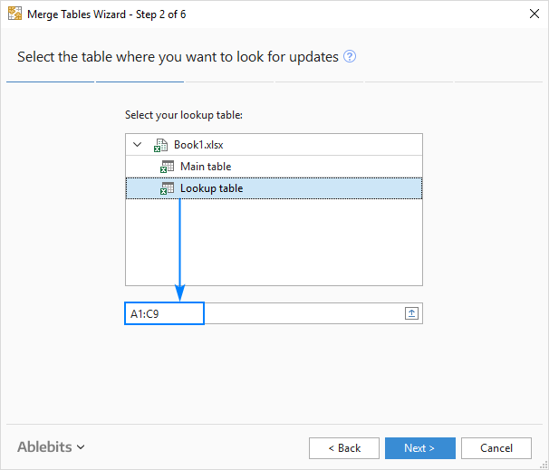 Select the lookup table.