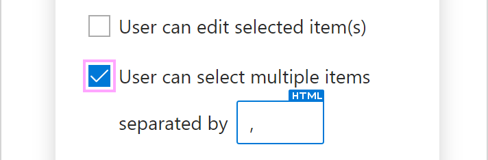 The User can select multiple items checkbox