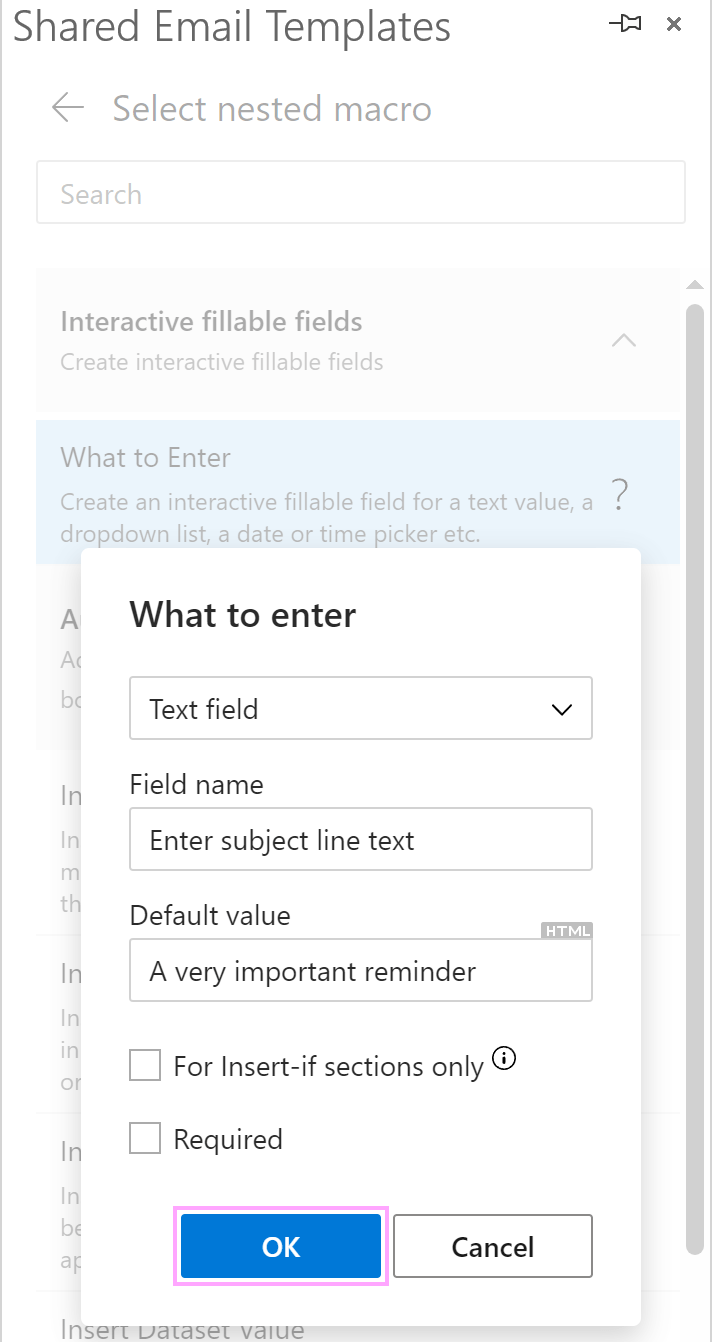 The WTE macro that is going to be nested