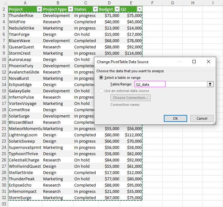 Choose a new data source for the graph.