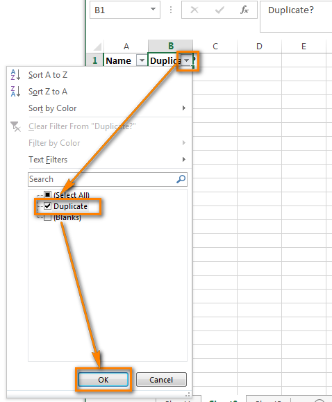 Leave only 'Duplicate' checked in the drop-down list