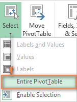 Deleting an Excel Pivot Table