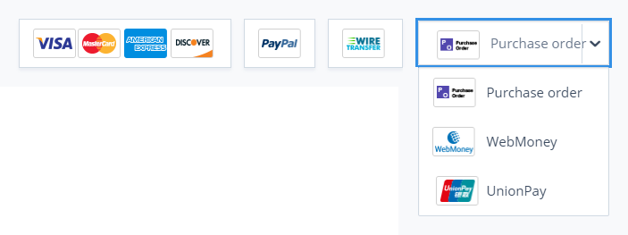 Purchase Order is among other payment options.