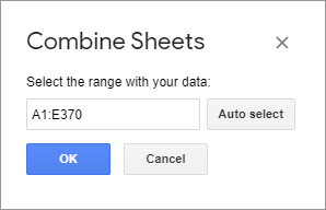 Select the needed range manually.