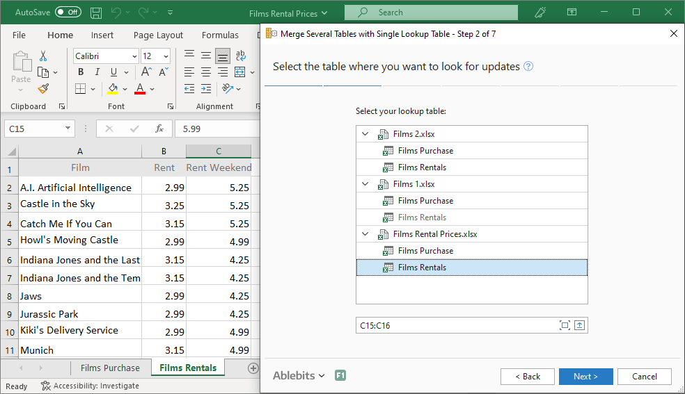 Choose your lookup table