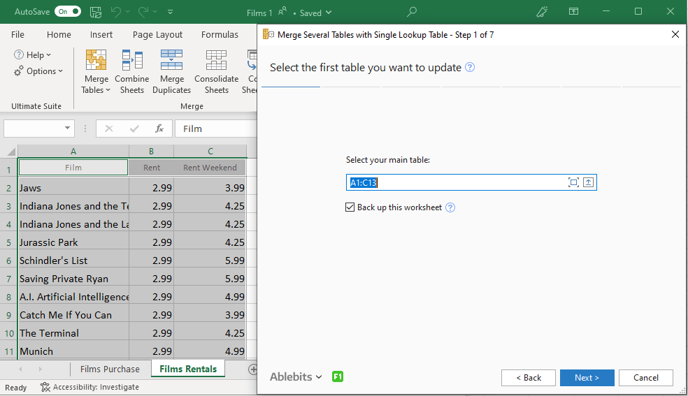 Choose the first table to update records