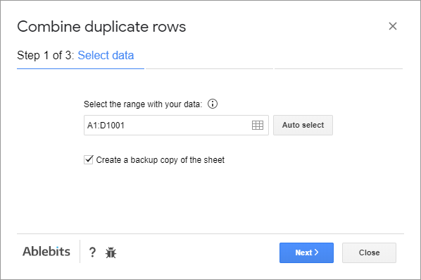 Select the range with your data.