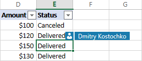 See who is editing a given cell.