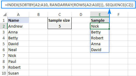 Excel random selection from list with no duplicates