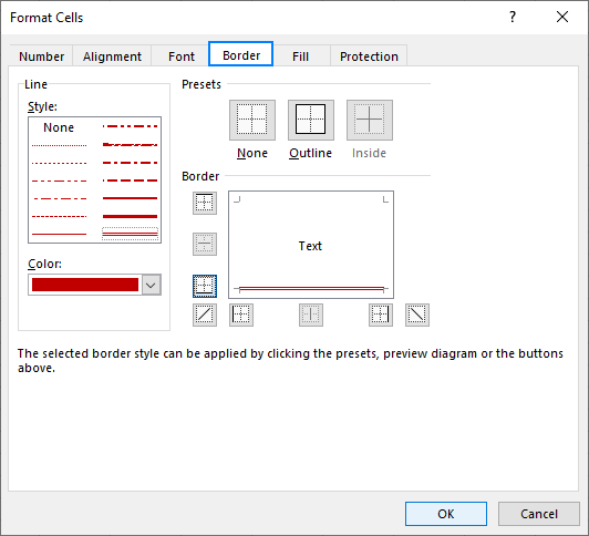 Setting up a custom border style in Excel