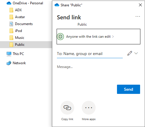 Share OneDrive files and folders from Windows Explorer