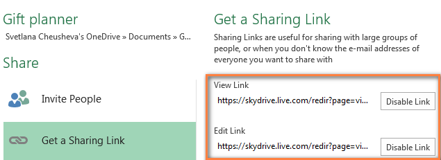 Get a sharing link.