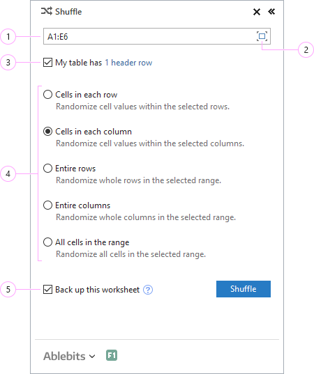 Select the shuffling mode that suits you best.