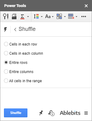 Choose the way to randomize your data.