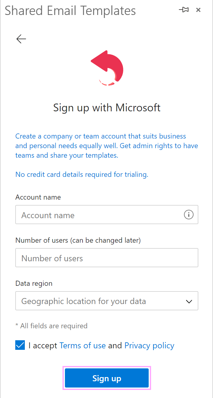 A sign-up form