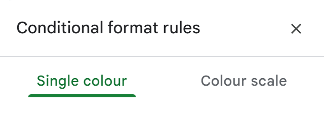 Single color tab in the conditional formatting.