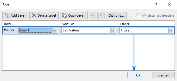 Specify how you want to sort rows.