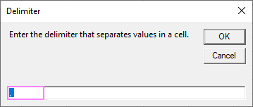 Enter the delimiter that separates the values in the selected cells.