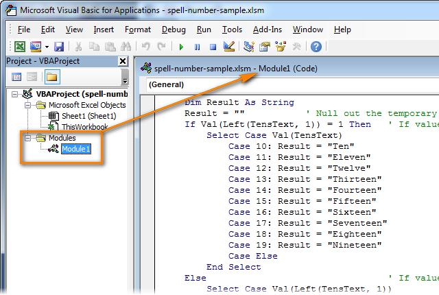 SpellNumber VBA macro to convert numbers to words