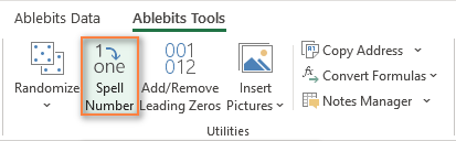 The Spell Number tool for Excel