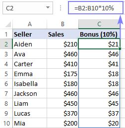 Refer to ranges rather than columns.