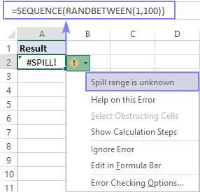 A volatile array is causing a SPILL error.