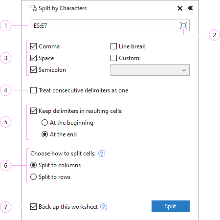 How to split cells by characters.