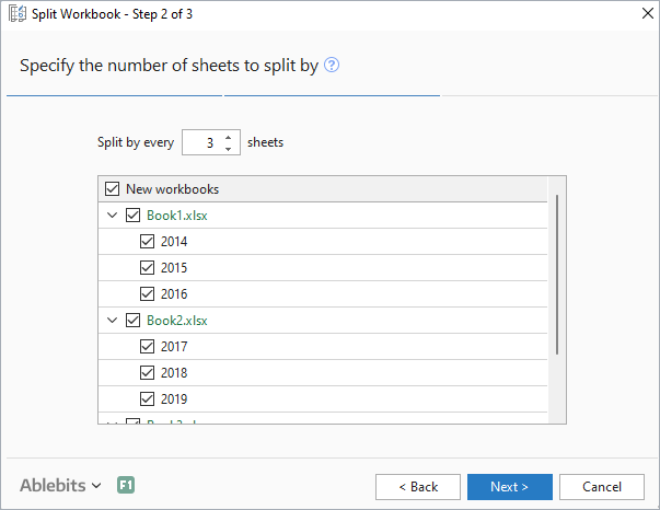 Type how many sheets to place in every new file.