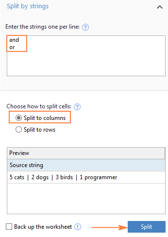 Splitting cells by strings