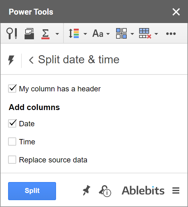 Split Date & Time add-on.