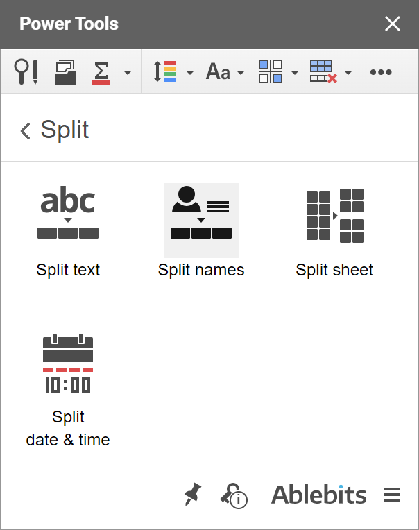 Split names add-on in Power Tools.