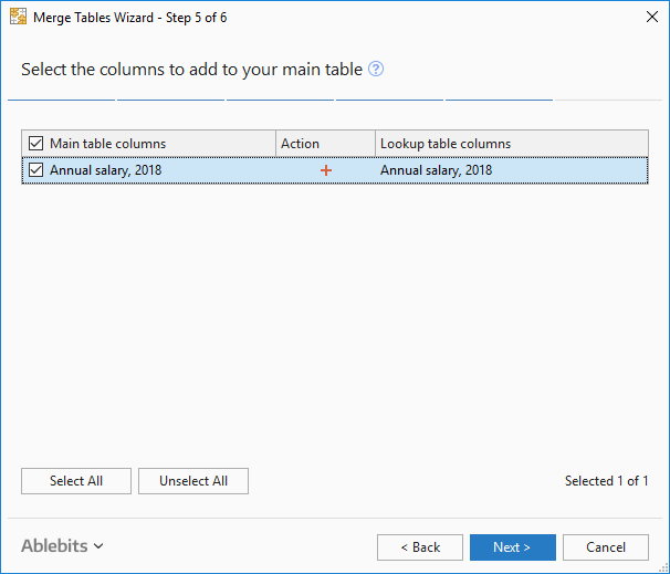 Choose the columns to add.