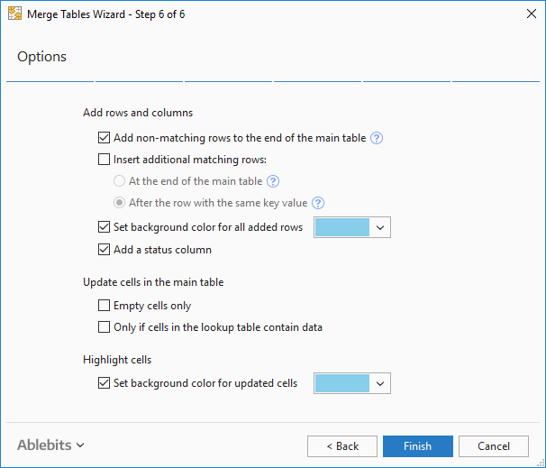 Adjust the merging options.