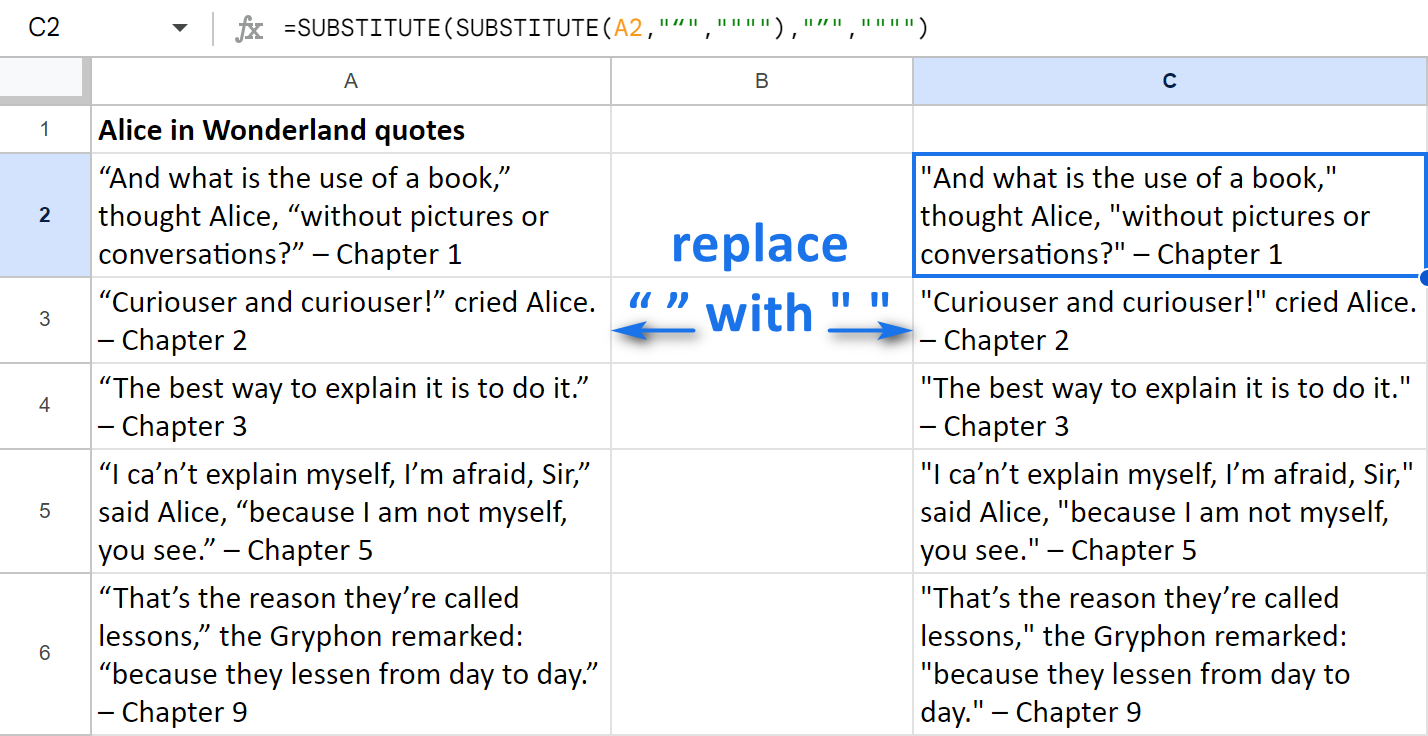 Wrap one SUBSTITUTE with another to change more characters at a time.