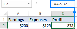 Subtracting cells in Excel