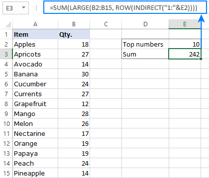 Sum multiple top numbers