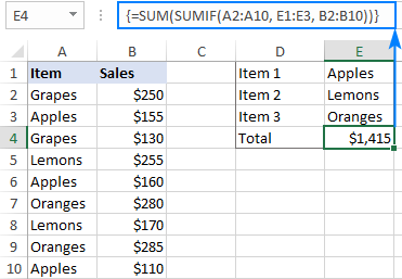 SUM and SUMIF formula with multiple criteria in different cells