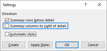 Summary columns to right of detail