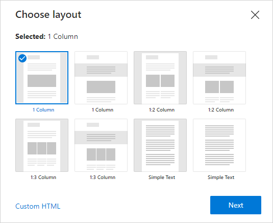 Choose the template layout.