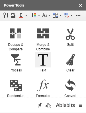 Access the Text group on the Power Tools sidebar.