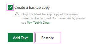 Here's the Restore button.