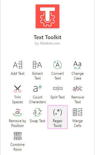 Start Regex Tools.