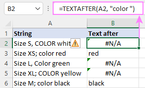 Case-sensitive TEXTAFTER formula