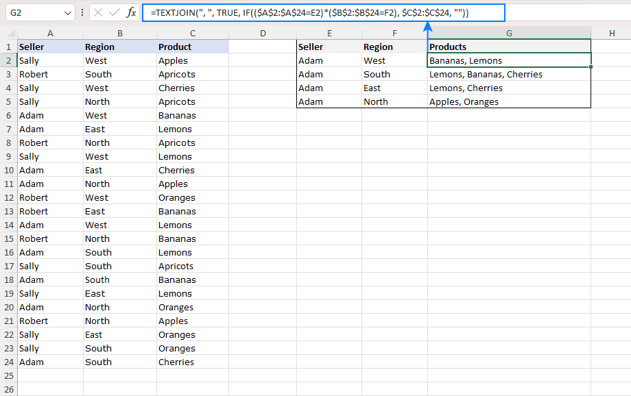 EXTJOIN IF formula with multiple criteria