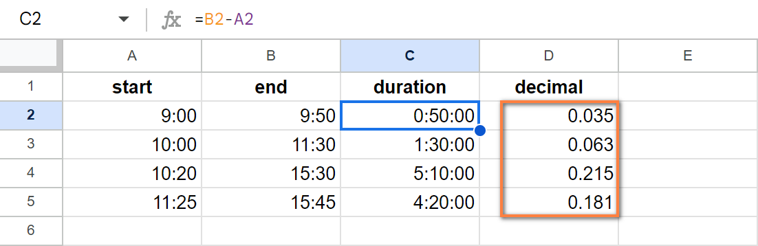 The first steps of converting time to decimal.